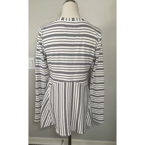 Maeve Anthropologie Eliza Henley Babydoll Tunic Size Medium white Black Striped - Picture 4 of 11
